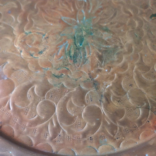 Copper tray used, over 100 years old with patina