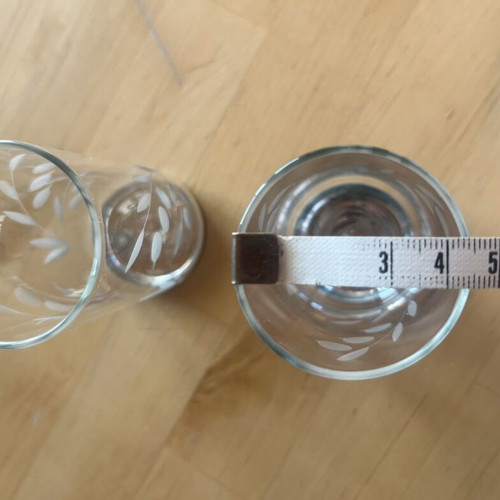 Engraved glass cups with metal base used, pack