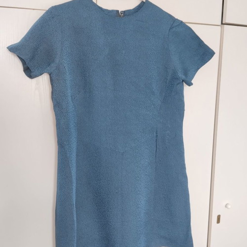 Vintage petrol dress shiny with pattern used, size L