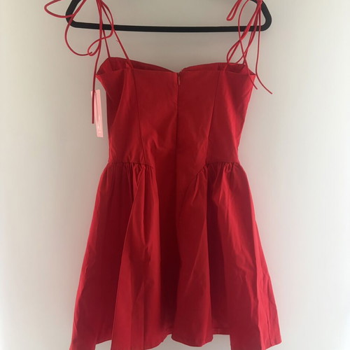 Poplin dress new, with zipper and adjustable straps, red