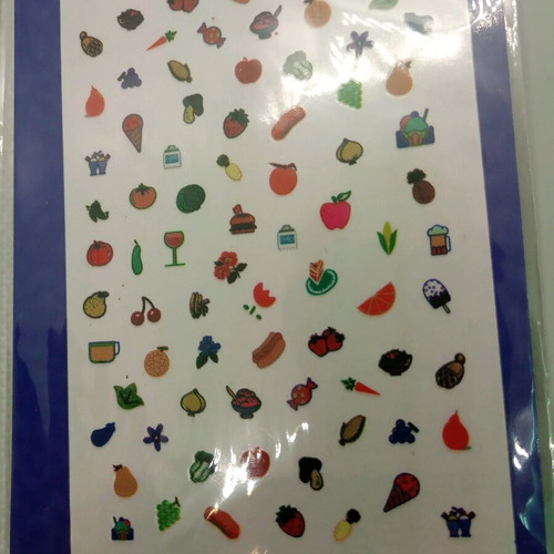Nail art stickers new, pack of three with fruits, animals, bears