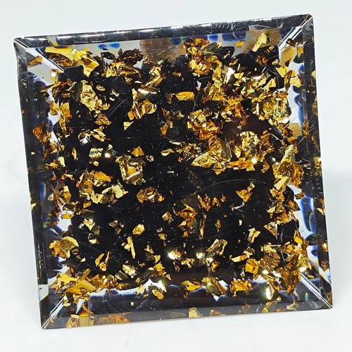 Orgonite pyramid with Tiger's Eye and Tree of Life like new