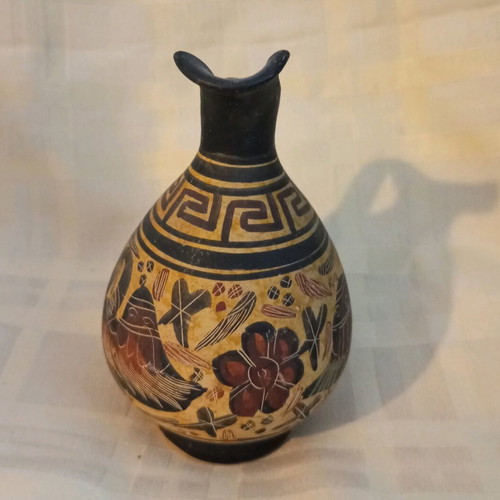 Vintage kanata teapot with traditional designs, clay, used