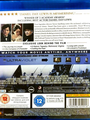 BLU-RAY LINCOLN DRAMA MOVIE WITH DANIEL DAY LEWIS