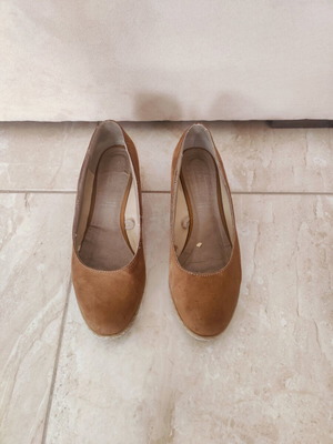 Leather suede platform shoes used, brown, size 40