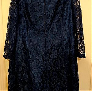Φόρεμα μπλε σκούρο όλο δαντέλα  νο.54 ελληνικό