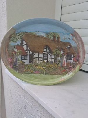 Handmade serving tray like new with decoupage design
