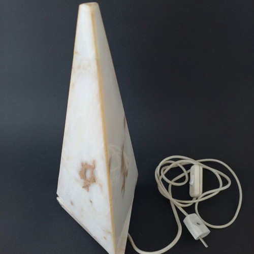 Alabaster pyramid table lamp used