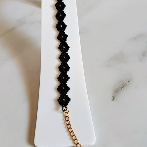 Handmade bracelet black and gold with Miyuki beads made to order