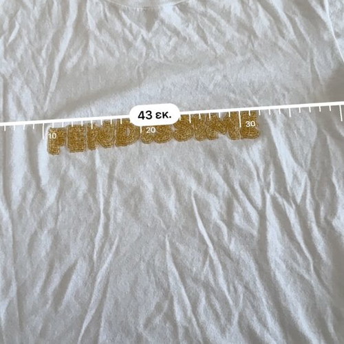 Fendissime Y2K Vintage White T-shirt Large with Gold Embossed Logo
