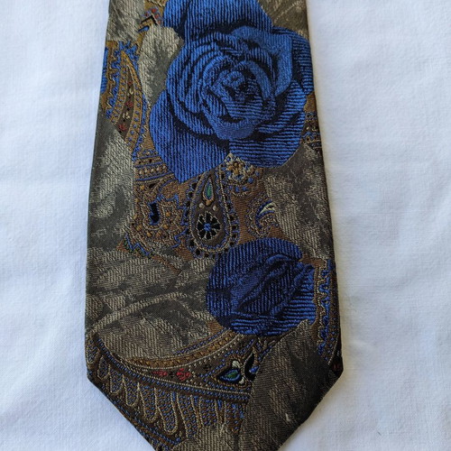 Kenzo tie used, 100% silk blue, gray and gold
