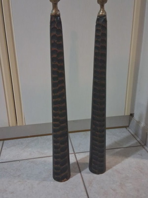 Decorative set of 2 used, bronze with wood, 66 cm height