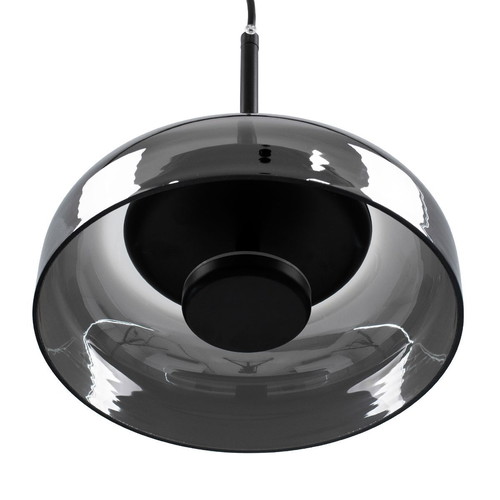 Modern Pendant Ceiling Light Single Fumé Glass Black Metal new