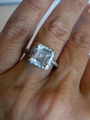 Silver 925 solitaire ring square 19 mm like new