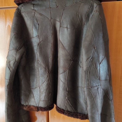 Leather-mouton jacket like new, brown, fur-lined reversible