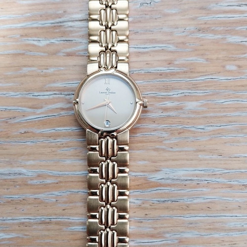 Laurent Dodane Paris Vintage Women's Watch 18K Gold Electroplated Sapphire Like New