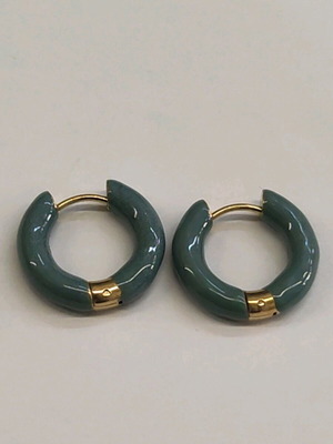 Steel earrings new, turquoise and gold color