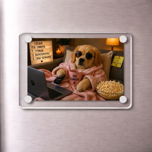 Acrylic fridge magnet "Not Today" new, Lazy Dog Meme 9x6cm