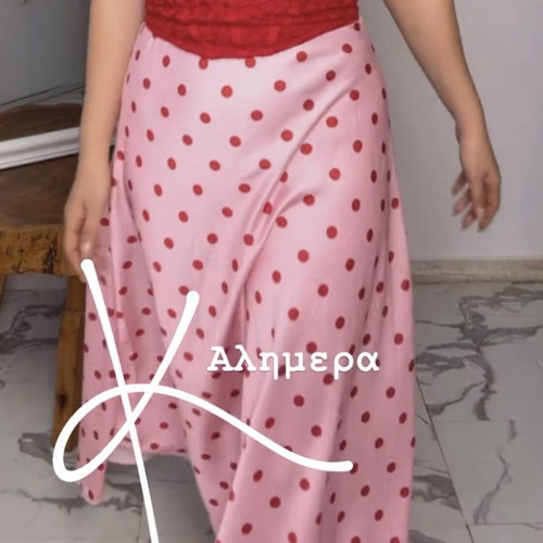 Satin midi skirt new, red and pink, size L