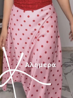 Satin midi skirt new, red and pink, size L