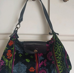 Longchamp velvet floral shoulder bag