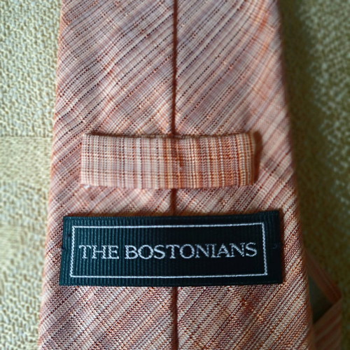 The Bostonians silk tie like new, striped apricot color