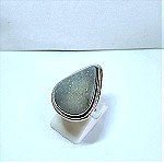  Ασημενιο 9.25 δαχτυλιδι με γκρι ημιπολυτιμη πετρα
