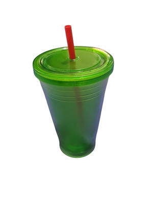 Large double-walled glass used with hard straw