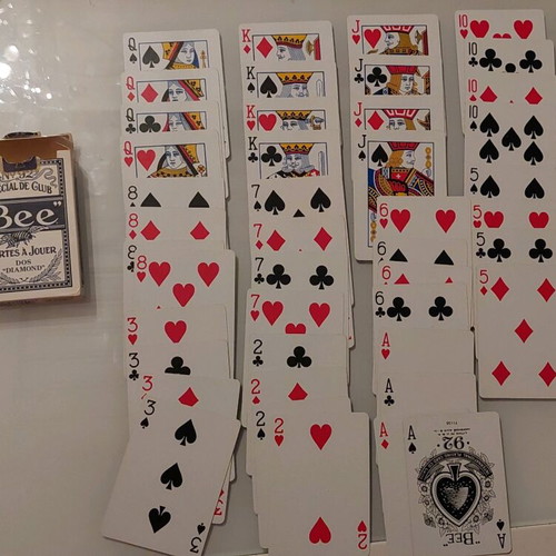 Playing cards used, pack of 4