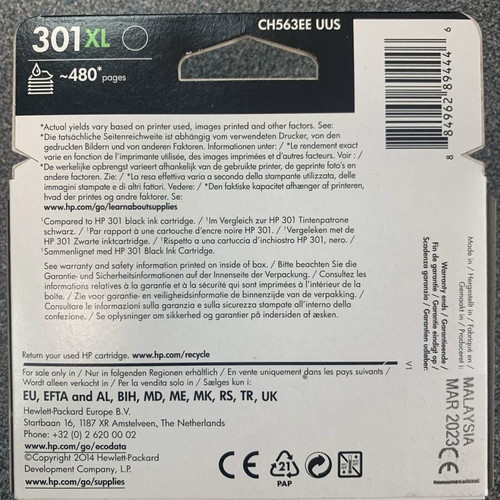 HP 301XL black ink cartridge (CH563EE)