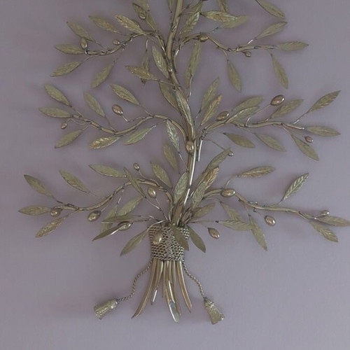 Handmade forged olive branch wall decor gilded