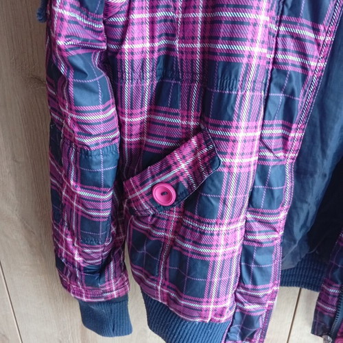 Admiral plaid women's jacket Large like new with hood and fur