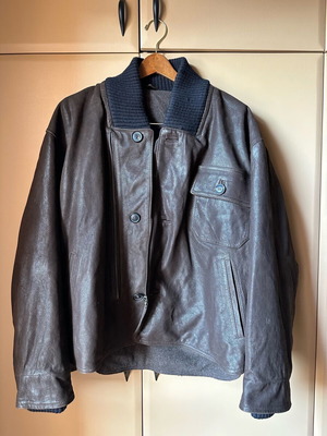 Joop leather jacket used, men's, black and brown, size M