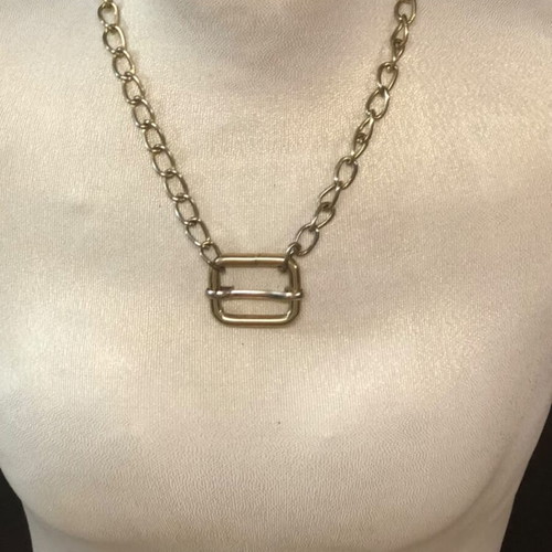 Chunky Gold Chain Necklace with Buckle Pendant new