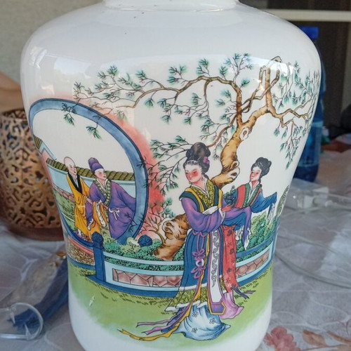 Vintage Mulder & Zoon Amsterdam vase 32cm with Asian design