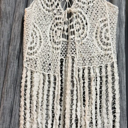 Crochet boho vest with fringes like new, white