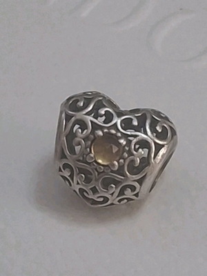 Pandora charm authentic November birthstone open heart like new, silver