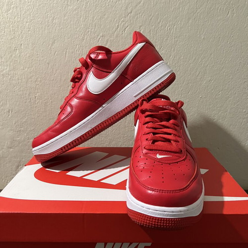 Nike Air Force 1 Low Retro sneakers, red and white, size 44