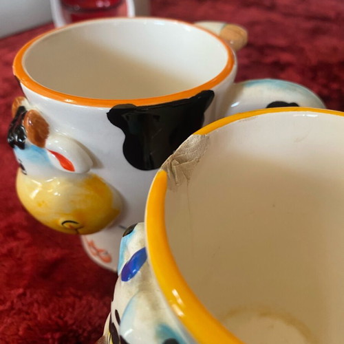 Mugs used with animal designs, set of 2