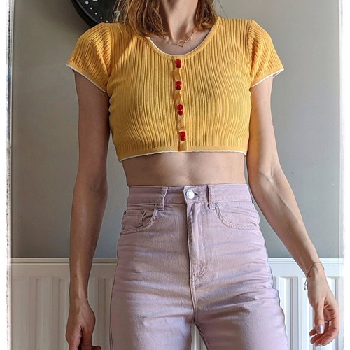 Summer crop top ribbed yellow XS used