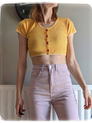 Summer crop top ribbed yellow XS used