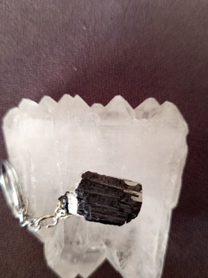 Tourmaline Energy Crystal Keychain with Black Tourmaline and White Quartz