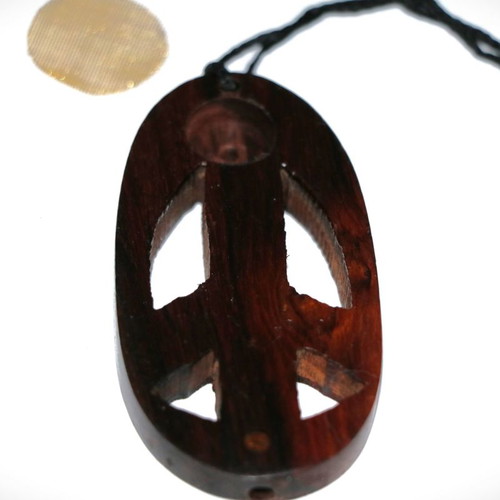 Wooden teak wood pendant necklace, new