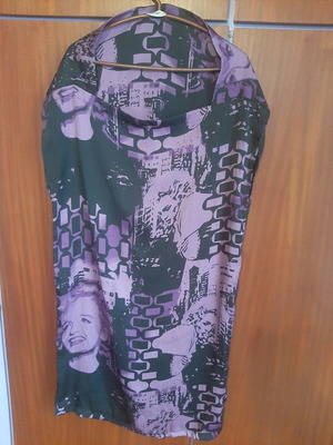 Purple French blouse dress like new with pop art designs one size