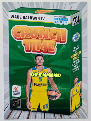 Wade Baldwin IV Card #12 Crunch Time Maccabi Donruss Euroleague 2023-24 new
