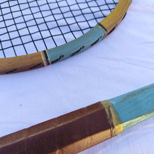 Vintage Ukraine Wooden Tennis Rackets Set of 2 like new