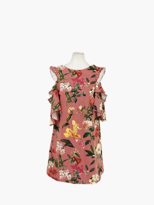 Zara dress with cold shoulders and ruffles, like new, red, XS