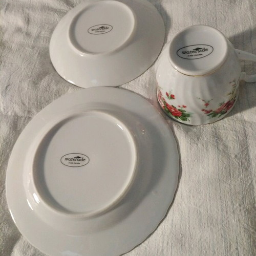 Waterside fine porcelain trio set from England