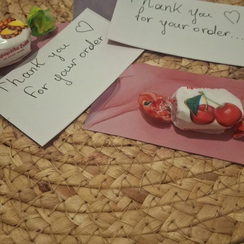Handmade Thank You Cards with Candy new, set of 10 pieces