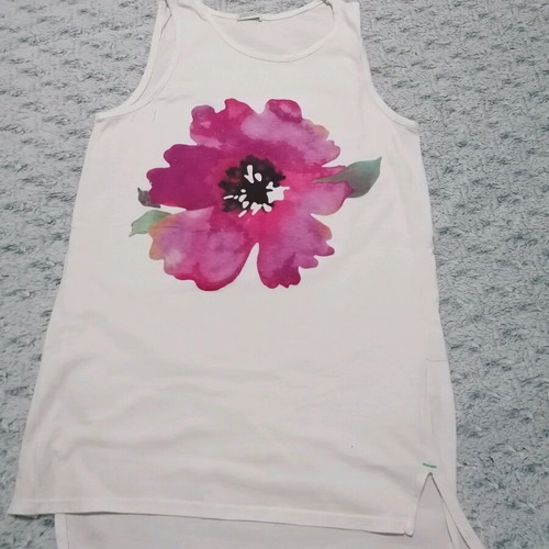 Benetton Sleeveless Top With Flower Used, 12 Years, White